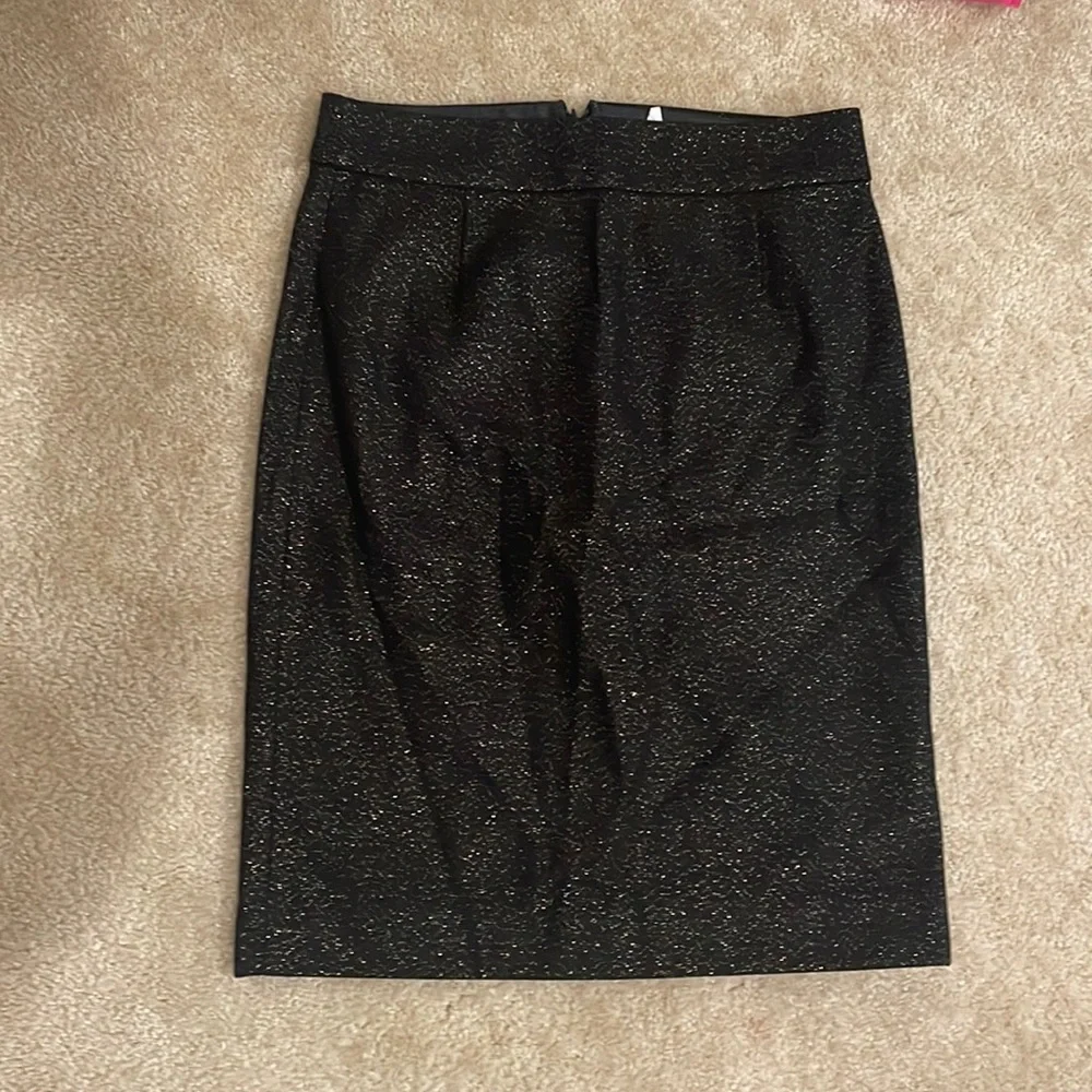 J. Crew Black and Gold Metallic Pencil Skirt 6 - Picture 1 of 2